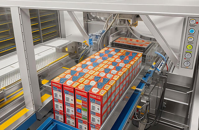 牛奶飲料裝箱碼垛自動(dòng)化